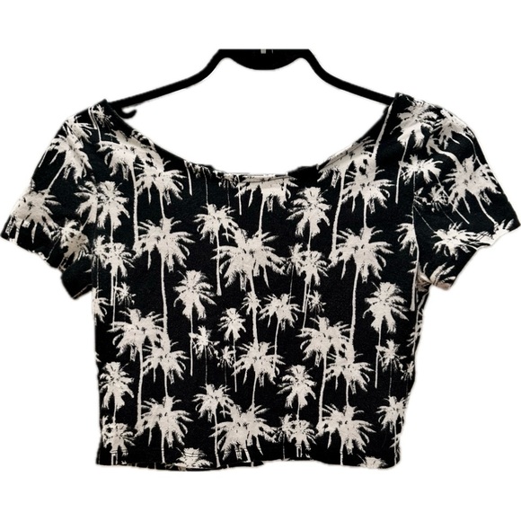 H&M Crop Top Black & White Palm Tree Print - Picture 3 of 6